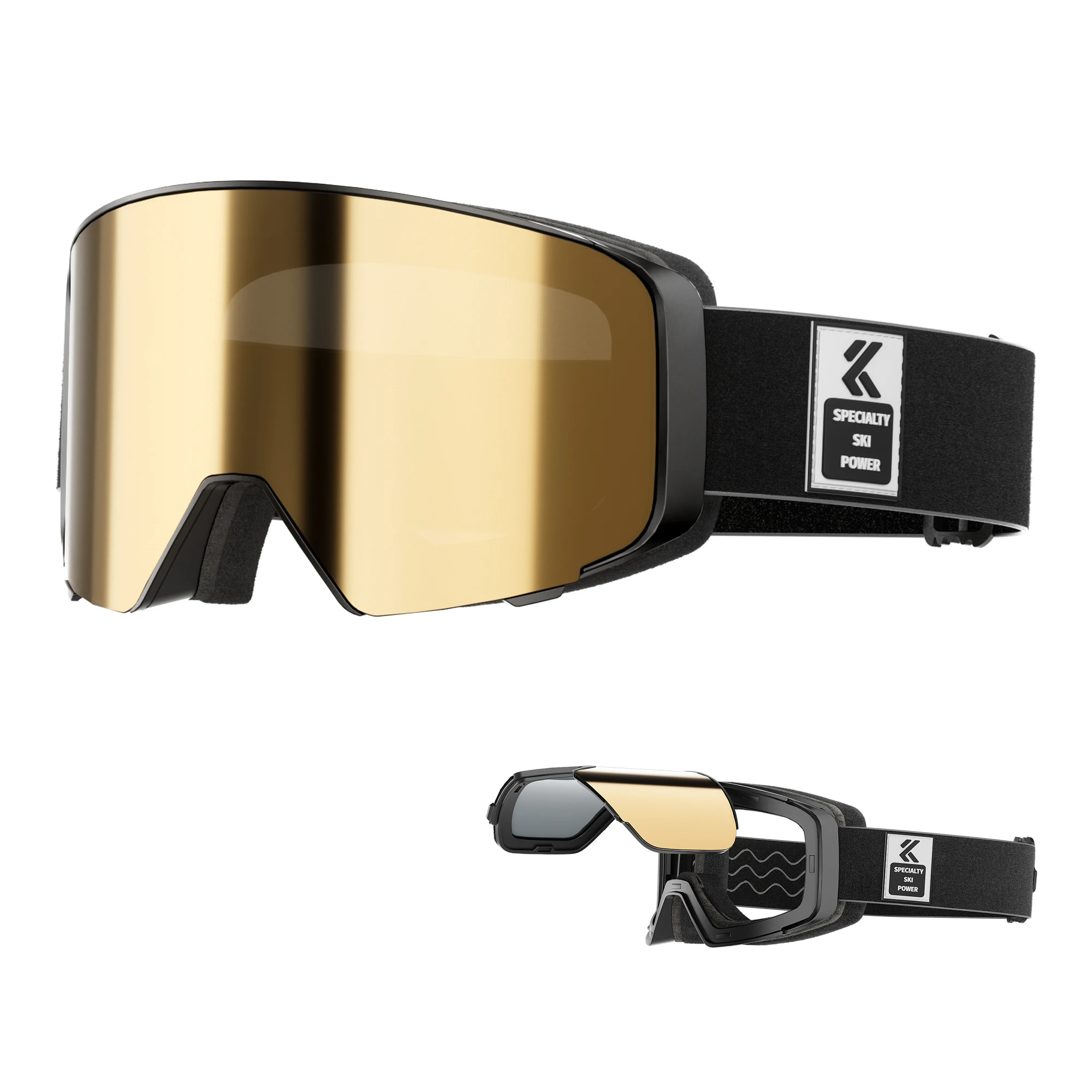 Kapvoe Männer Outdoor Photochrome Ski Brille Winter Schneemobil Snowboard Anti-Fog Flip Objektiv Frauen UV400 Sport Schnee Brille Image