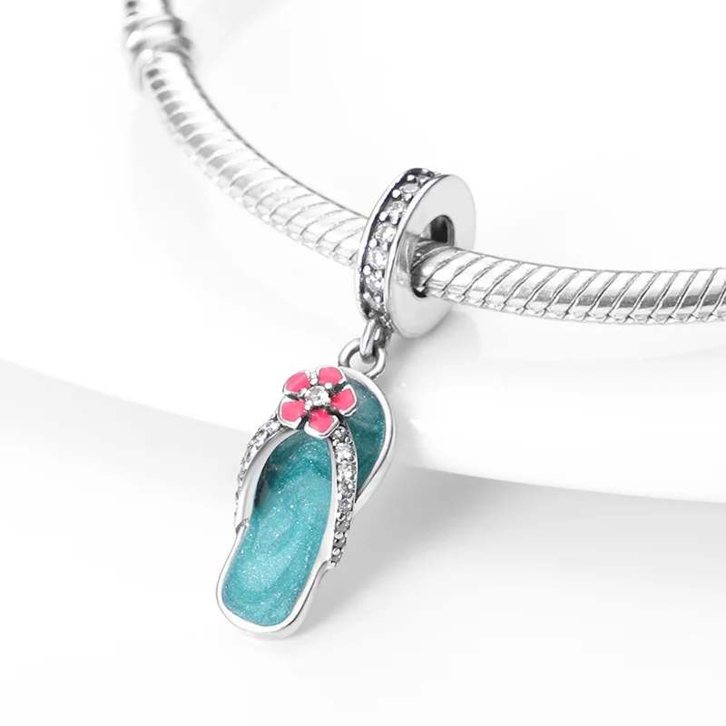 Charms Original 925 Silber Überzogene Slipper Kühlen Sommer Anhänger Perlen Fit Armband Diy Feines Geschenk Frauen Zarte Schmuck Zugriffs