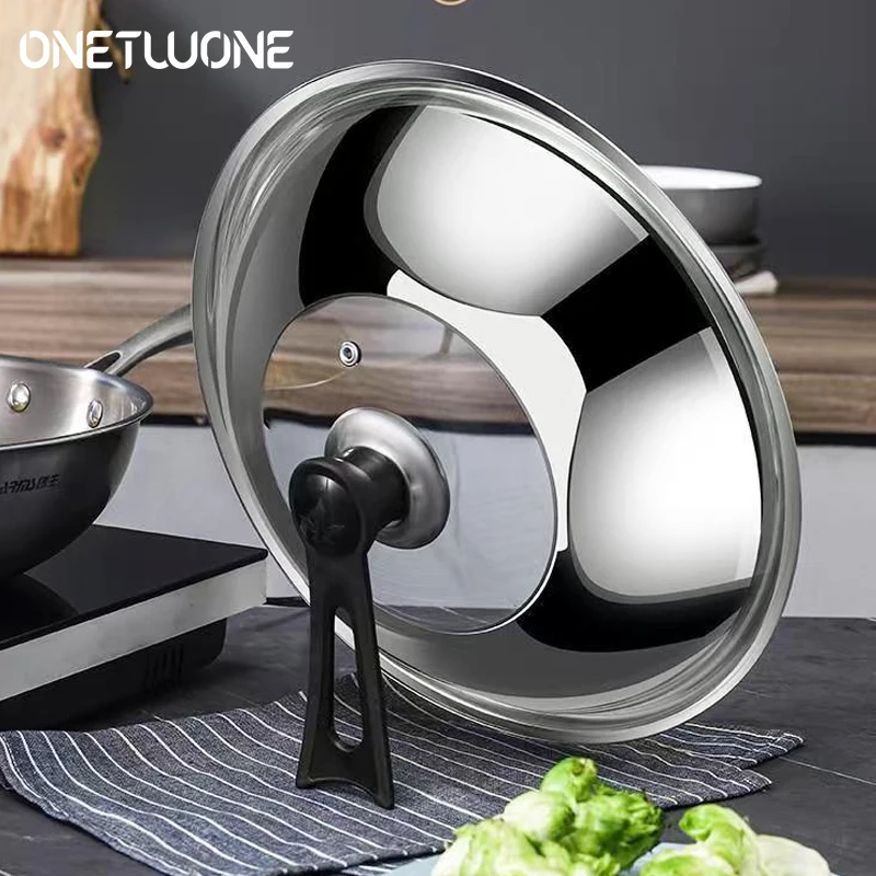 30/32/34/36 cm Wok Pan Deckel, Edelstahl Topf Deckel Pfanne Abdeckung Verdicken Sichtbar Wok Deckel Haushalt Braten Pan Deckel Kochgeschirr Teile Image