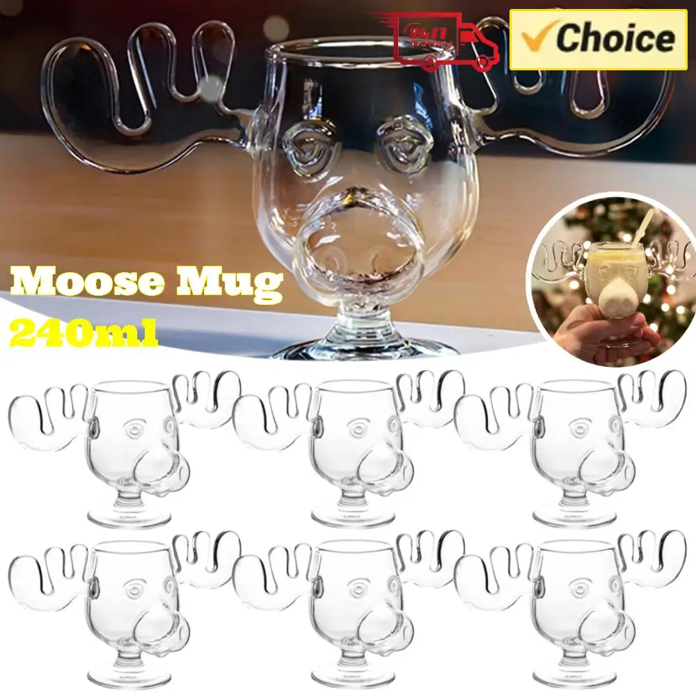 1/2/3PCS Weihnachten Elch Glas Tasse 240ML Saft Milch Elch Becher Weihnachten Rentier Kopf Bier wasser Tasse Urlaub Party Drink Geschenke Image