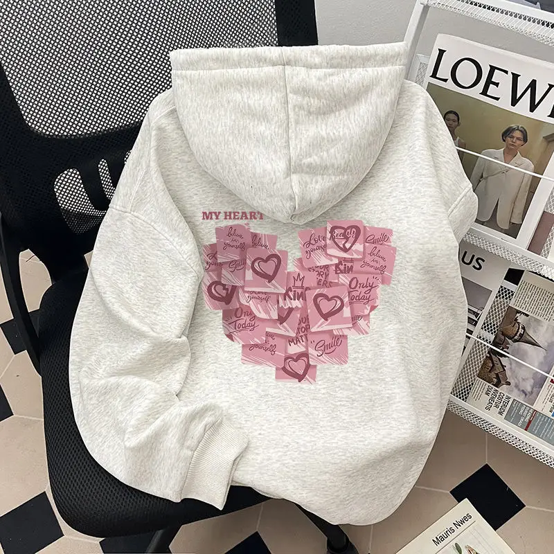 2025 herbst Winter Mode Liebe Druck Männer Frauen Mit Kapuze Sweatshirt Täglichen Outdoor Urlaub Fitness Casual Lose Warme Sportswear Image