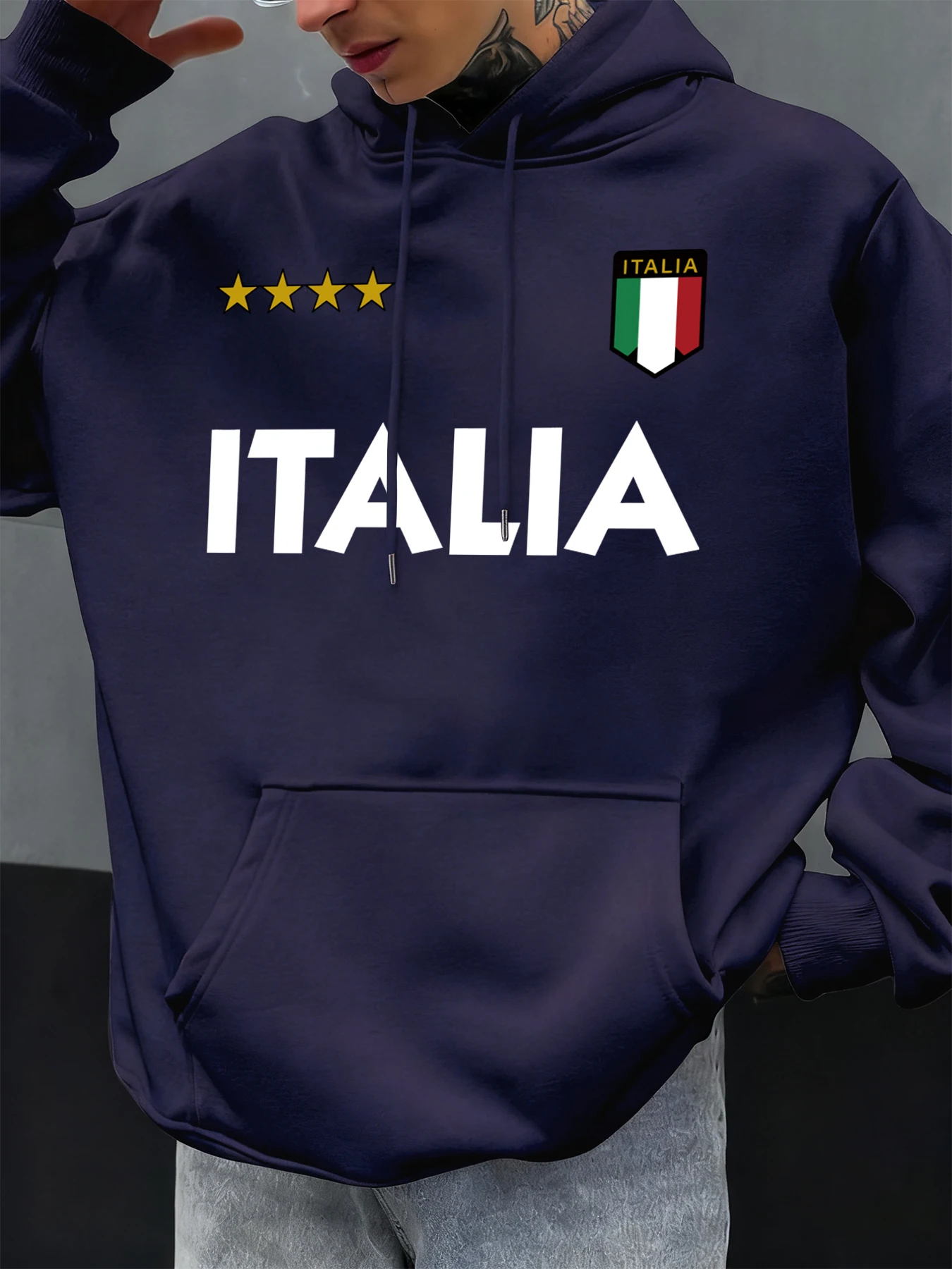 Italia Italienische Flagge Design Männer Hoodie Fleece Hoodies Tasche Weiche Hoody Herbst Casual Tops Mode Straße Kleidung Unisex Image