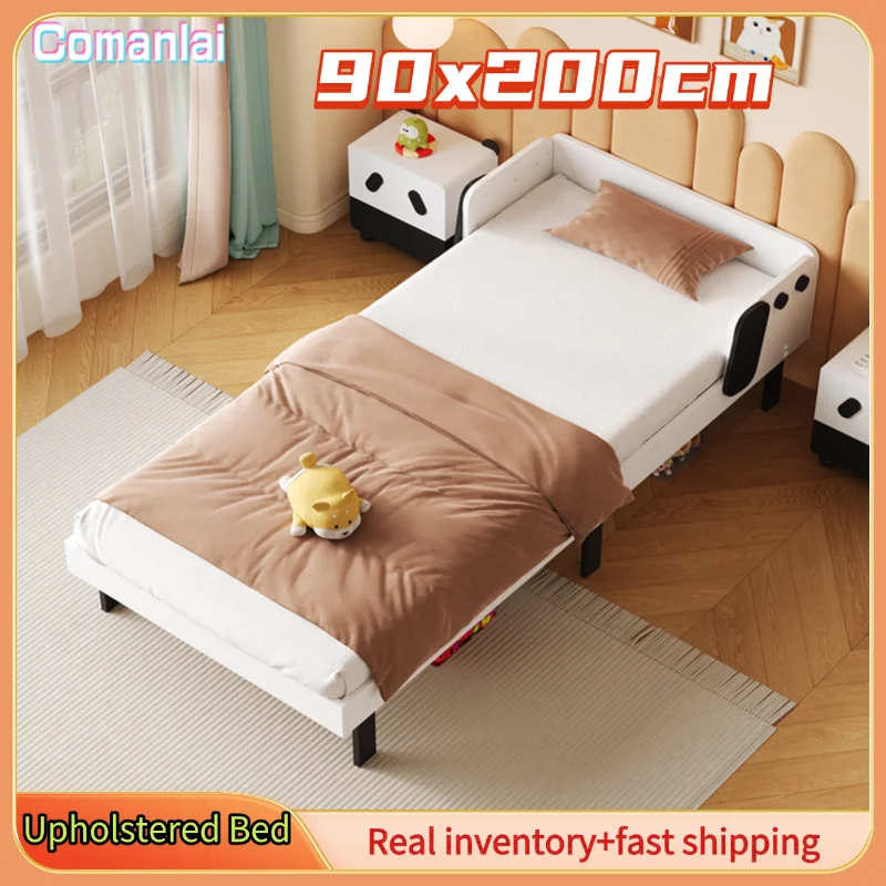 Comanlai 90x200 cm Kinderbett, Einzelbett, Bettrahmen für Kinder in niedlicher Welpenform, mit Lattenrost, mit Absturzsicherung