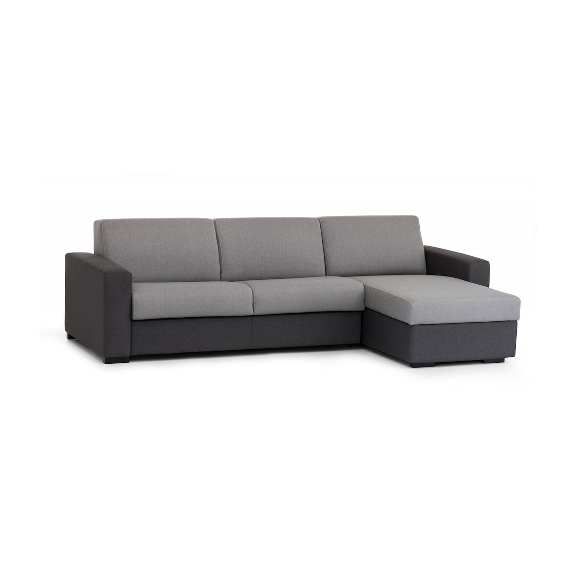 Dmora Festes Sofa Dcapon, Made in Italy, Wohnzimmersofa, mit umkehrbarer Aufbewahrungshalbinsel, aus gepolstertem Stoff, 260x95x90 cm, Grau Image