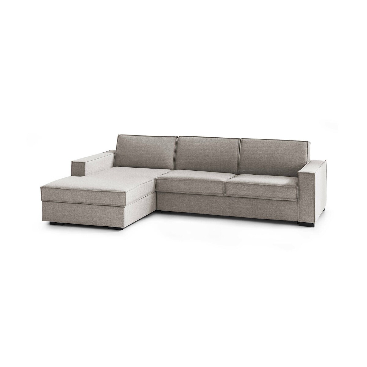 Dmora Festes Sofa Dfabbia, Ecksofa, 100 % Made in Italy, Wohnzimmersofa mit, linker Containerhalbinsel, mit Standardarmlehnen, cm 280x95h90, Taupe Image
