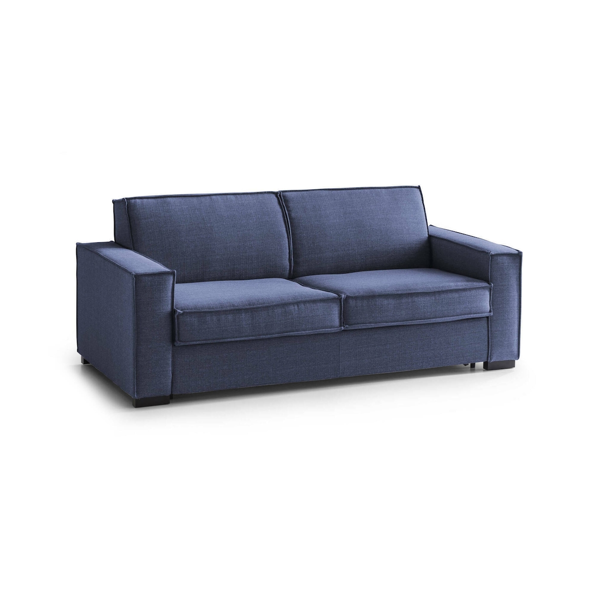 Dmora Schlafsofa Dmarull, 2-Sitzer-Sofa, 100 % Made in Italy, Wohnzimmersofa mit drehbarer Öffnung, aus gepolstertem Stoff, 160 x 95 x 90 cm, Blau Image
