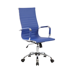 Dmora Bürostuhl Dluis, Chefsessel mit Armlehnen, Ergonomischer Bürostuhl, Blau, 63x54h106/116 cm Image