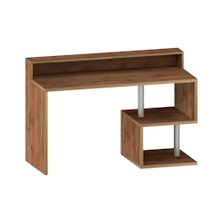 Dmora Schreibtisch Dcheryshe, linearer Schreibtisch mit Ablagefächern, Mehrzweck-Büroschreibtisch mit Platte, 140x60h93 cm, Eiche Image