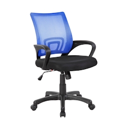 Dmora Bürostuhl Dgell, Mesh-Arbeitsstuhl mit Armlehnen, Ergonomischer Bürositz, 59x54h90/100 cm, Schwarz und Blau Image