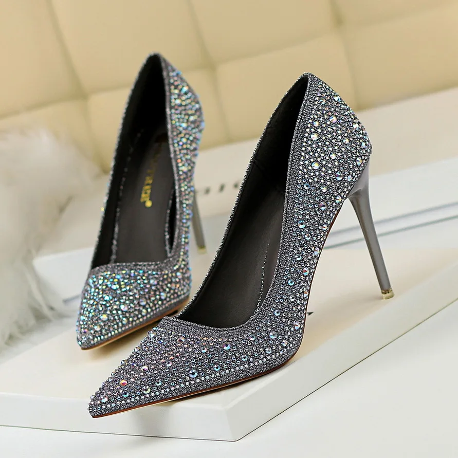 Escarpins à talons hauts et strass pour femmes, chaussures de soirée et de mariage à bout pointu talon femme chaussures femme escarpins femme chaussures femme 2022 confortable bout pointu escarpins