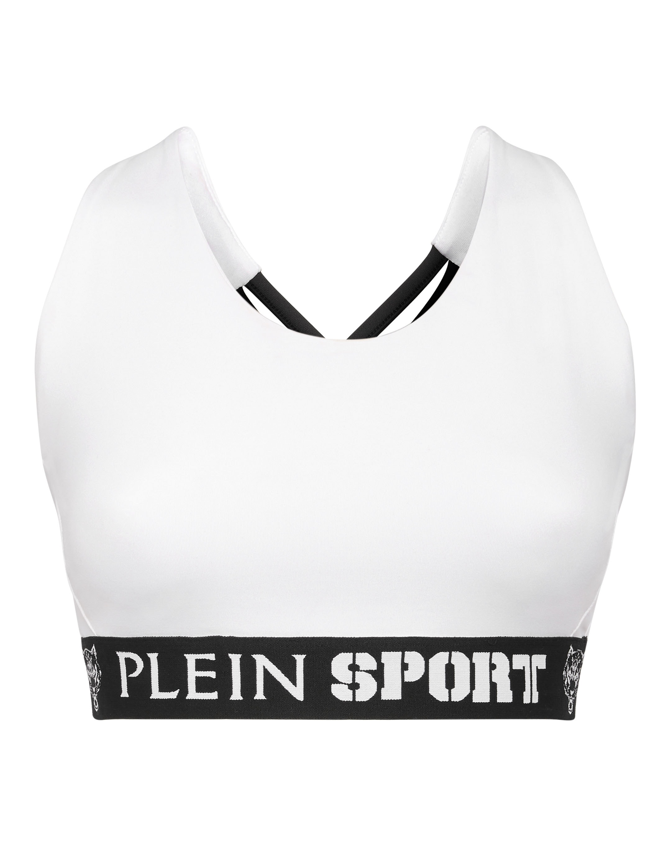 Lauftop PLEIN SPORT "Sport Top", Damen, Gr. XXL, weiß (01, weiß), Obermaterial: 90% Polyester, 10% Elasthan, Tops