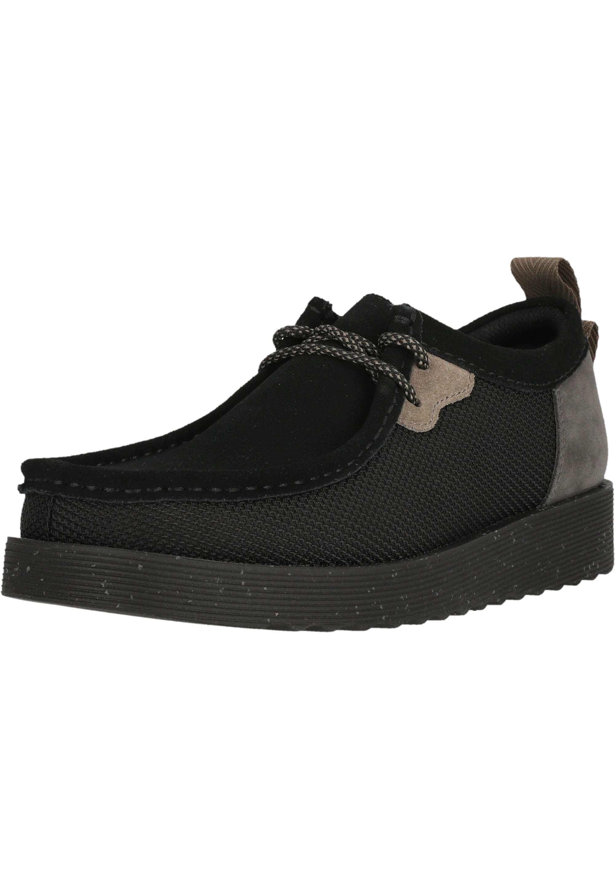 Sneaker CLARKS "Wallabee", Herren, Gr. 46, schwarz, Schuhe Sneaker, mit besonders stoßdämpfender Sohle