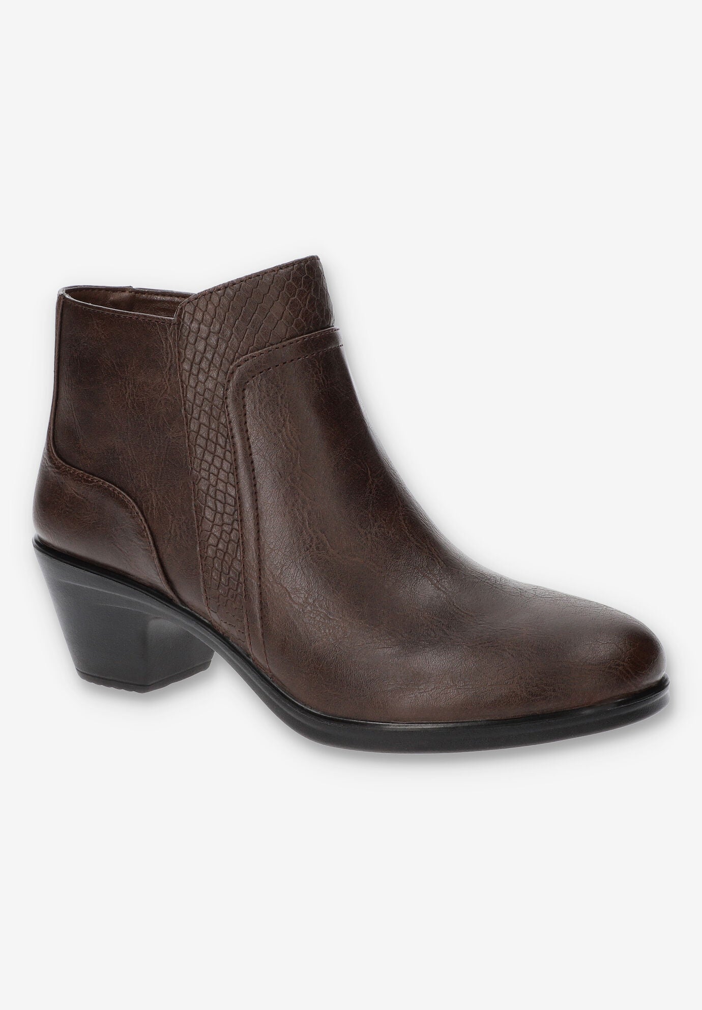 Women's Langley Ankle Boot by Easy Street in Brown Snake (Size 8 XW)