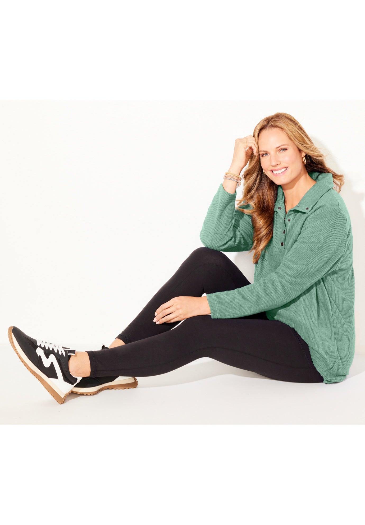 Plus Size Women's Brushed Rib Cozy Top by Catherines in Dusty Mint (Size 1X)