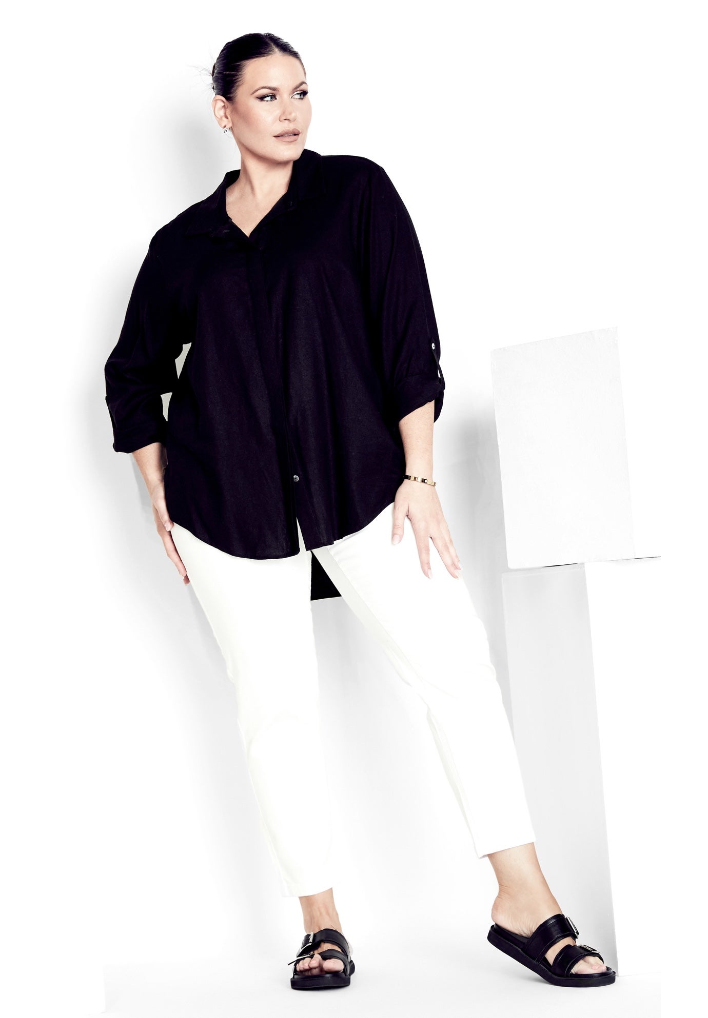 Plus Size Women's Butter Denim Pull-On High Rise Jean by Avenue in White (Size 30)