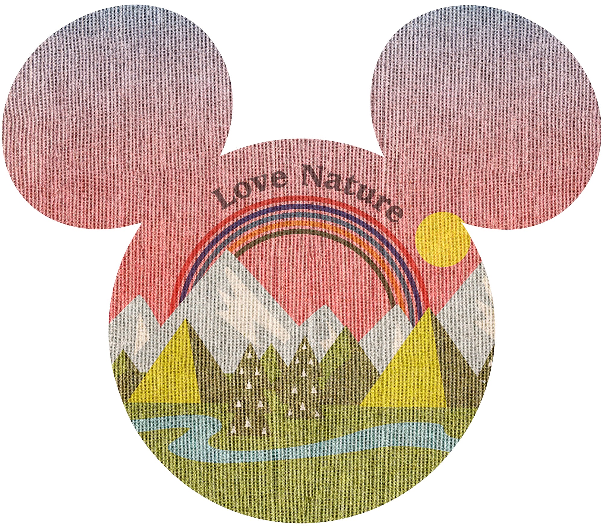 Vliestapete KOMAR "Vlies selbstklebend - Mickey Head Summer Hike - Größe 125 x 125 cm", bunt, B:125m L:125m, Vlies, Tapeten, Kinderzimmer