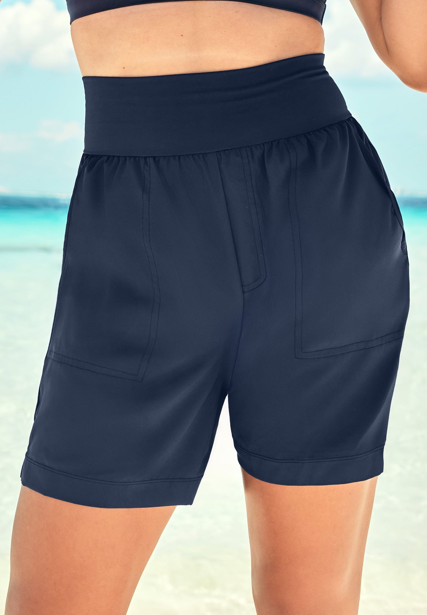 Plus Size Women's Quick-Dry Swim Shorts by Swim 365 in Navy (Size 28)