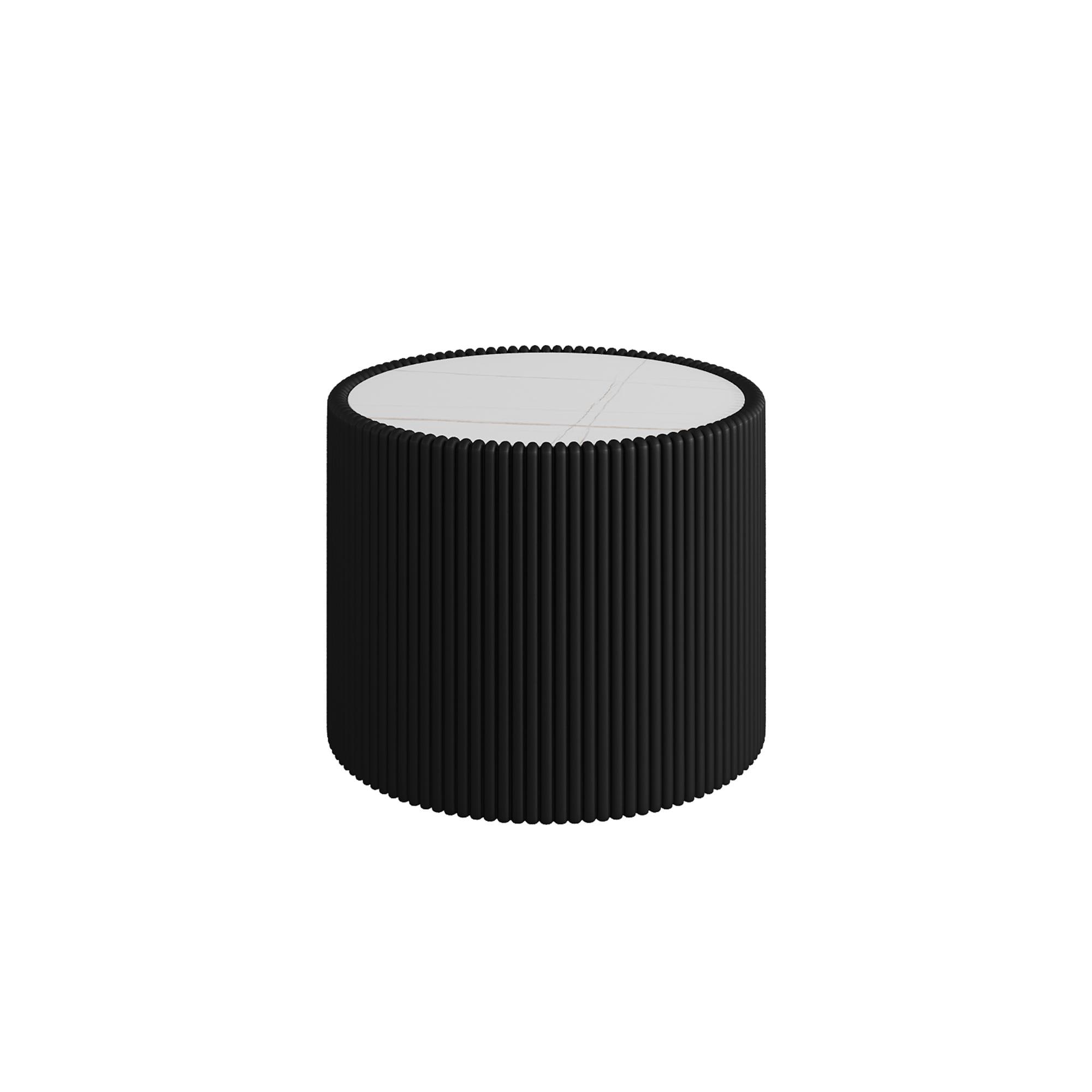 Light Marble Top Cylinder Shape Leather End modern Sofa Table for Living Room furniture