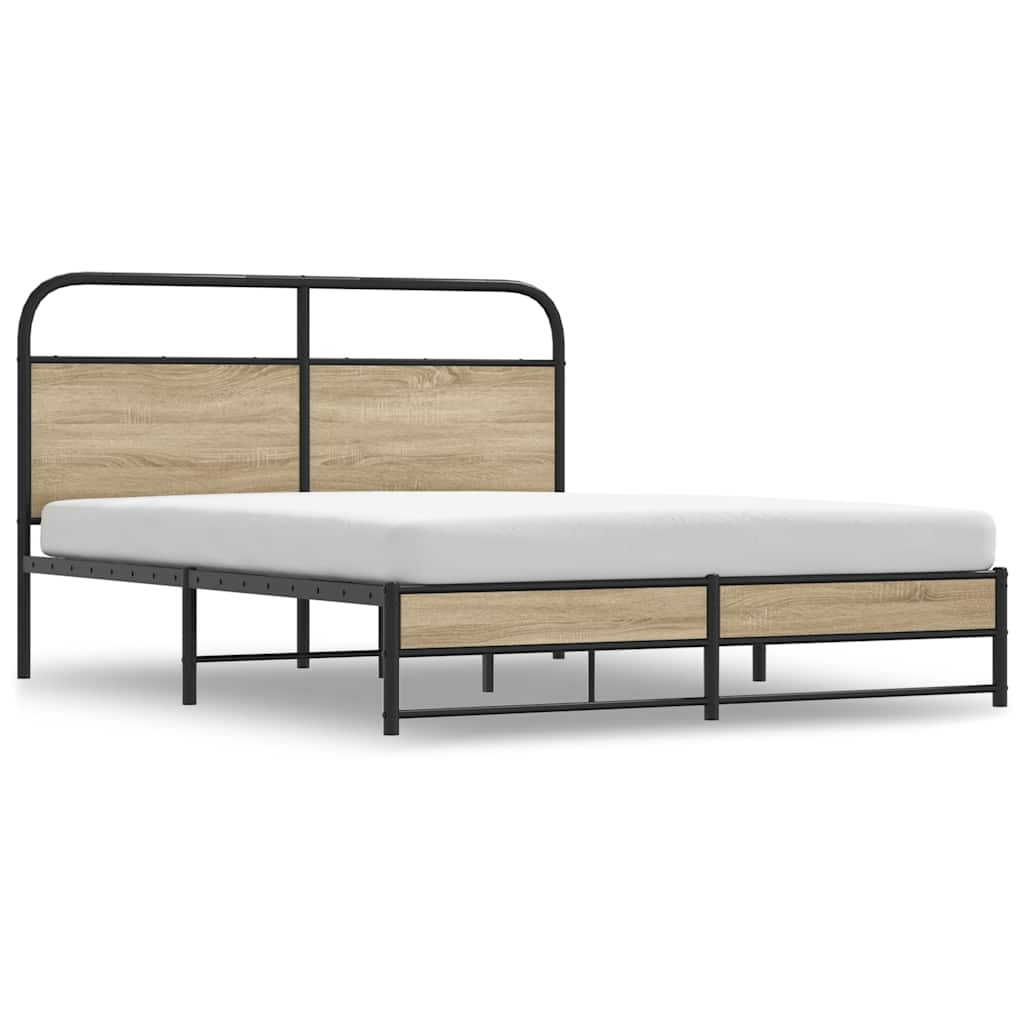 vidaXL Metallbett ohne Matratze Räuchereiche 160x200 cm Image