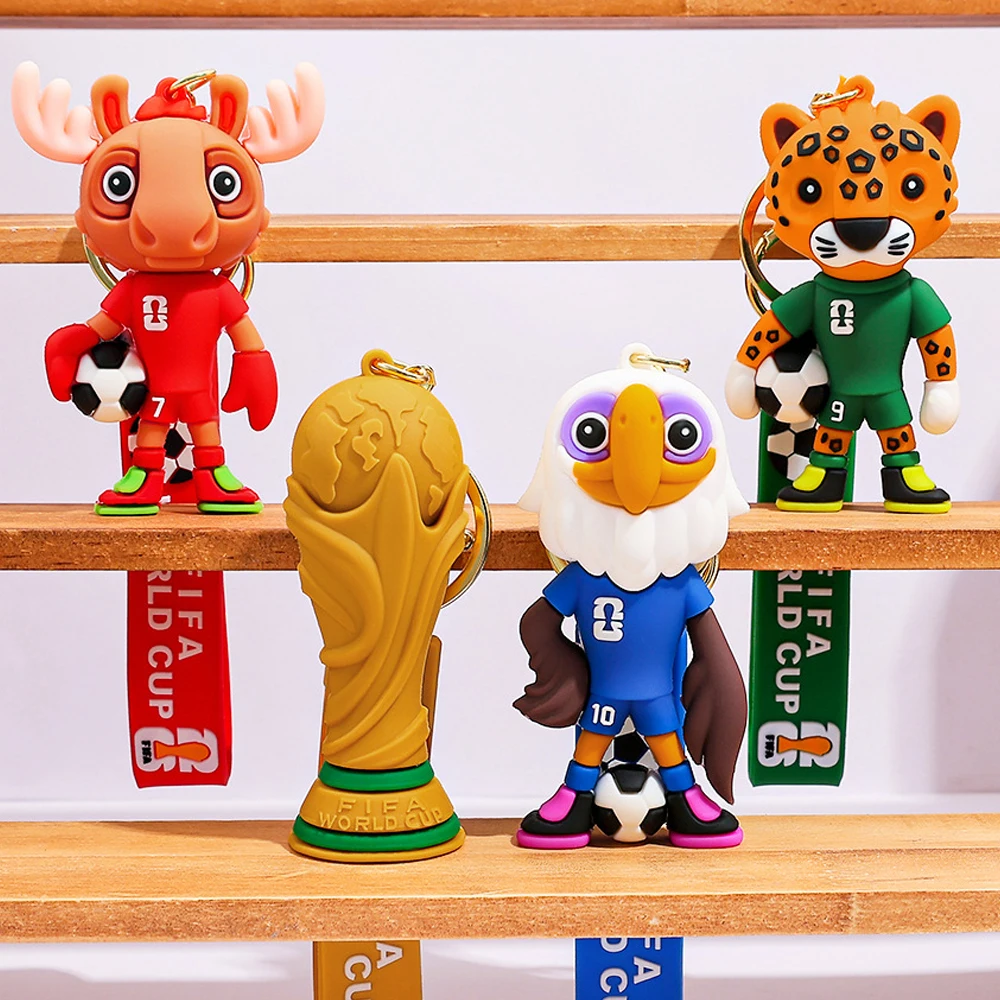 2026 New Football IP Mascot Football Team PVC Figure Bag Charm Football Match Souvenir Key Ring for Kids & Fans Christmas