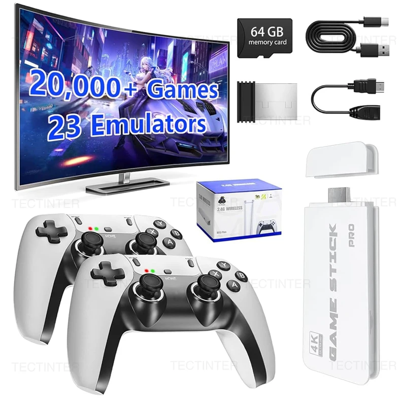 M15 4K Game Stick Mini Video Game Consoles Retro Handheld 20000 Games Player HD Video Game Stick 2.4G Dual Wireless Controller