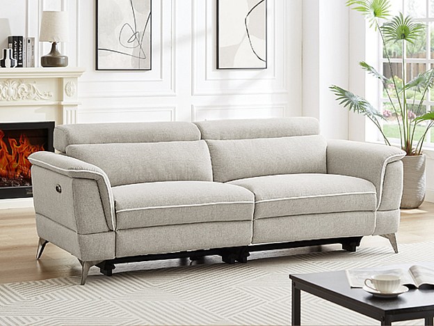 Divano relax elettrico 3 posti in Tessuto Beige - MACARI