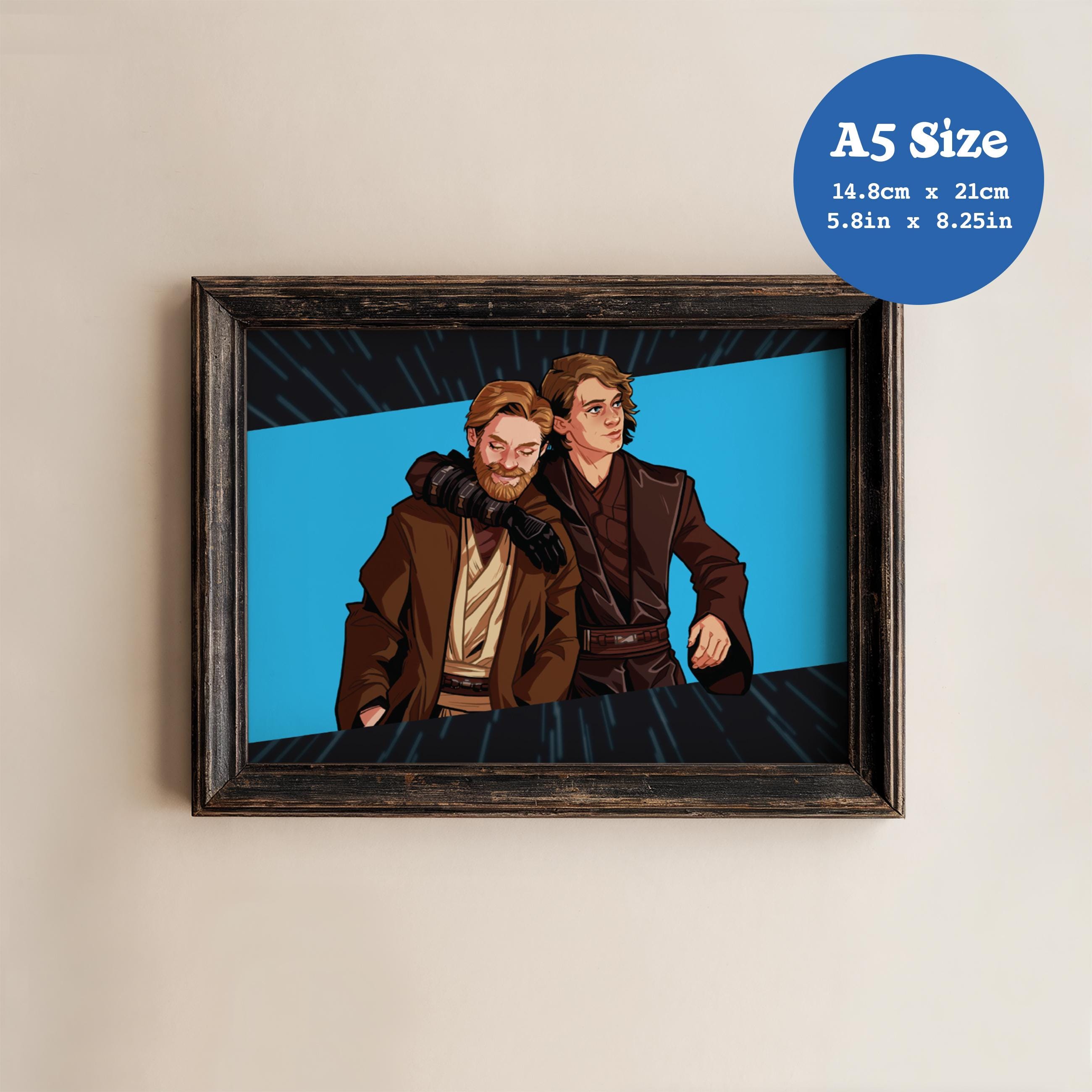 Stampa artistica A5 'The Team' - Star Wars, Anakin Skywalker, Obi-Wan Kenobi, The Clone Wars, May the 4th, Jedi, Illustrazione, Prequel, Regalo