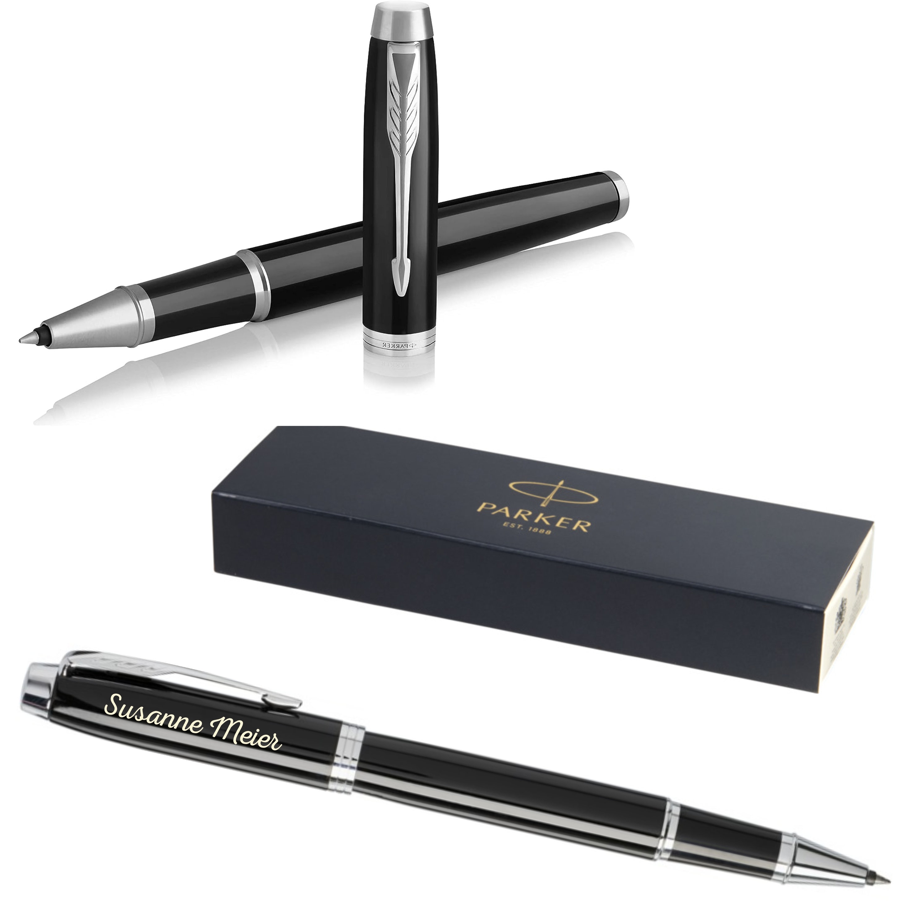 Penna a sfera PARKER IM modello Core Black Lacquer C.C. con incisione, compleanno inciso personalizzato
