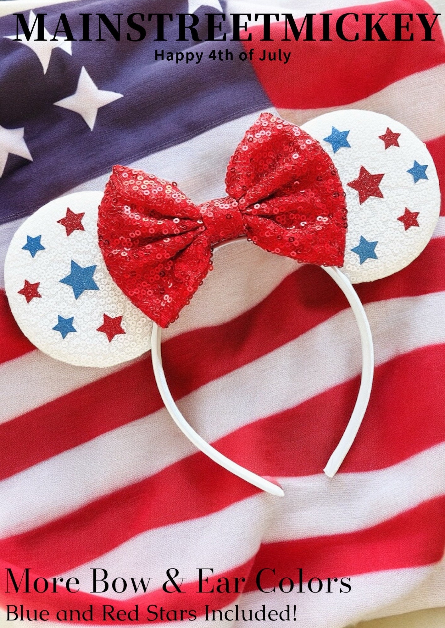 Orecchie di Minnie Mouse, Orecchie Disneyland, Orecchie di Topolino del 4 luglio, Orecchie di Topolino, Orecchie di Topolino, Orecchie USA, Orecchie A