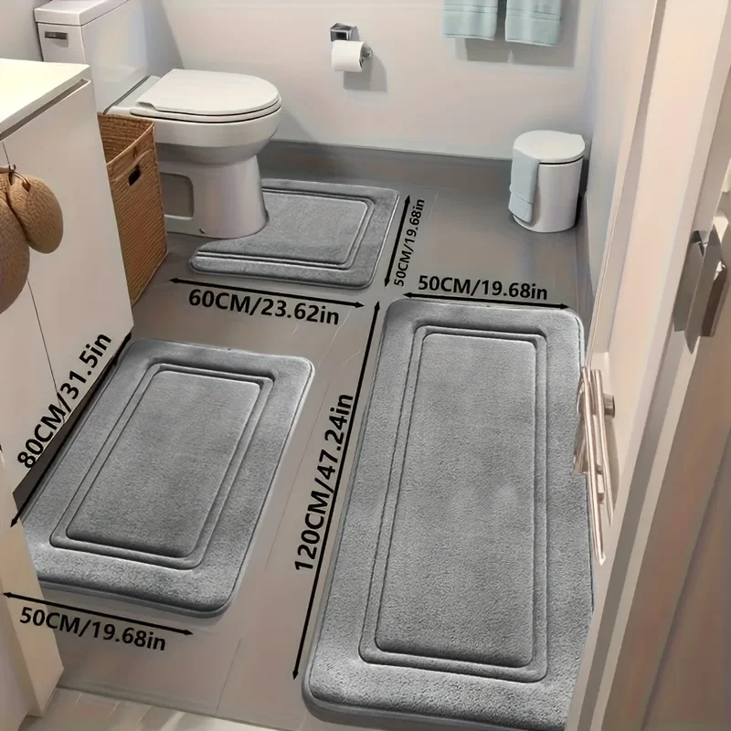 Tapis de bain 3 pièces/extra absorbant, tapis de salle de bain antidérapant, serviette de bain haut de gamme ultra douce et confortable, baignoire, douche, salle de bain