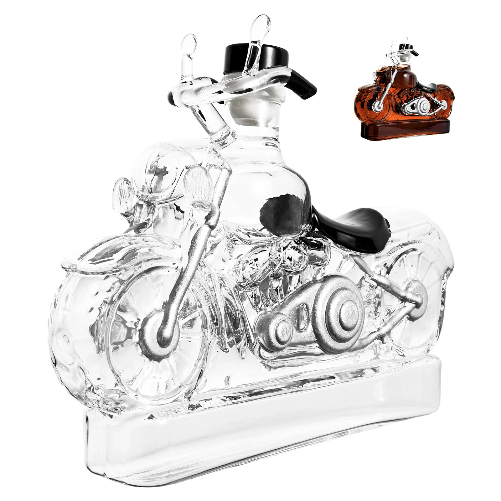 300 ml Hohes Borosilikatglas Mustang Whiskyflasche Motorrad Motorflasche V-förmige Dual Motor Whiskyflasche Bar Zubehör Image