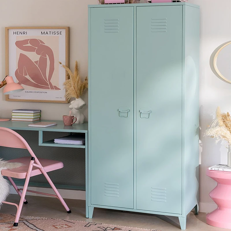 Moderner Kleiderschrank aus Schmiedeeisen, Haushalt, Schlafzimmer, Kindergarderobe, moderner Metall-Stahl, großes Fassungsvermögen, großer Kleiderschrank