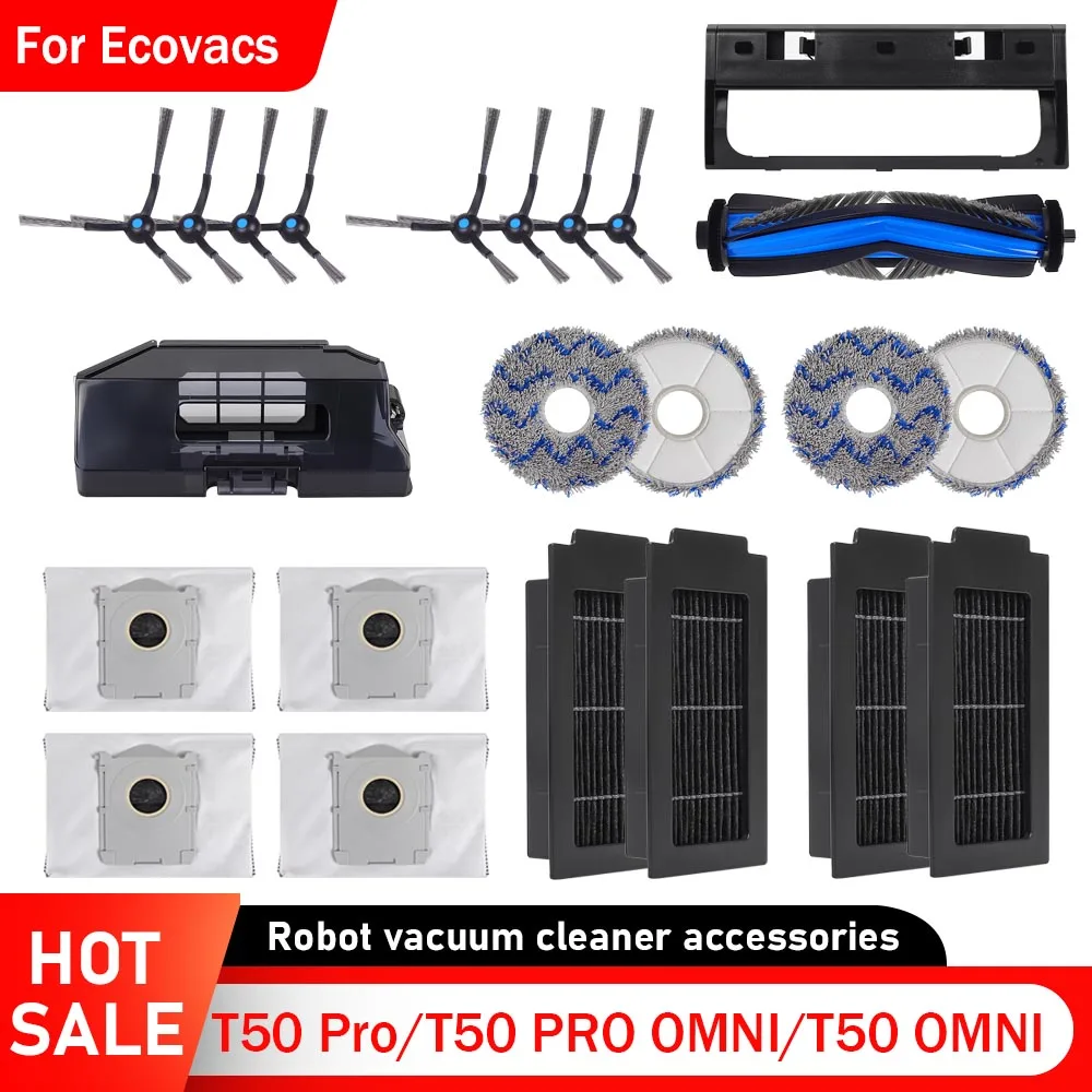 Für ECOVACS T50 Pro/T50 OMNI/T50 PRO OMNI Roboter Staubsauger Teile Mopp Tücher Hauptseite Bürsten HEPA Filter staub Taschen Zubehör Image