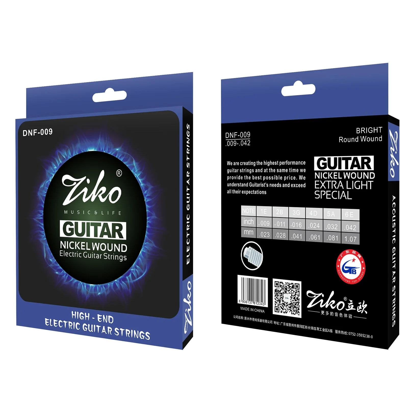 ZIKO E-Gitarre Saiten DNF-009 Stahlkern Nickel Wunde Gitarre Saiten Spielen Echte Heavy Metal Rock Gitarre Teile Zubehör Image