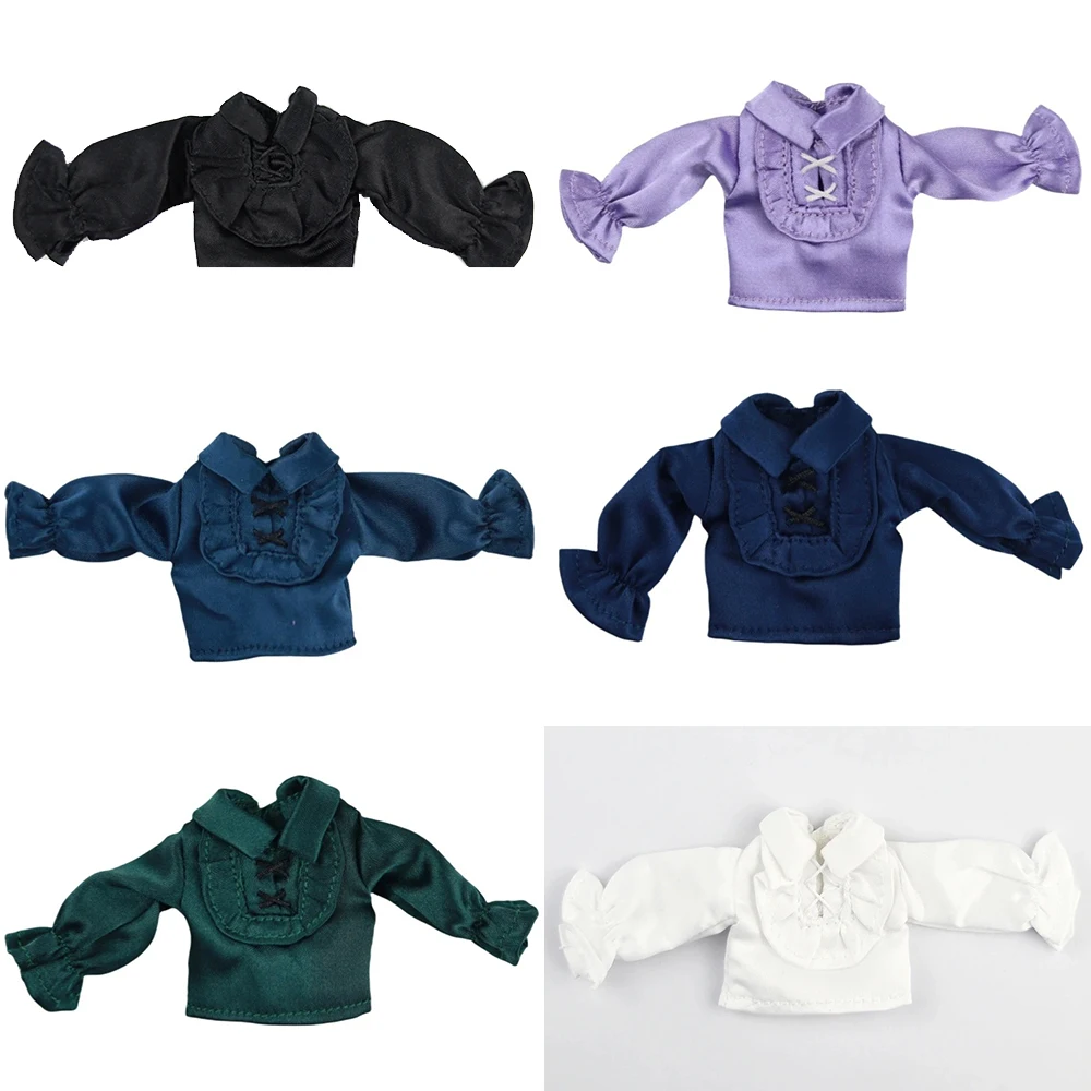 Ob11 Puppe Gothic Einfarbig Langarmshirt 1/12 Bjd Puppe Europäischen Stil Kleidung Für P9 P10 Ob11, Obitsu 11, Molly, Gsc Image