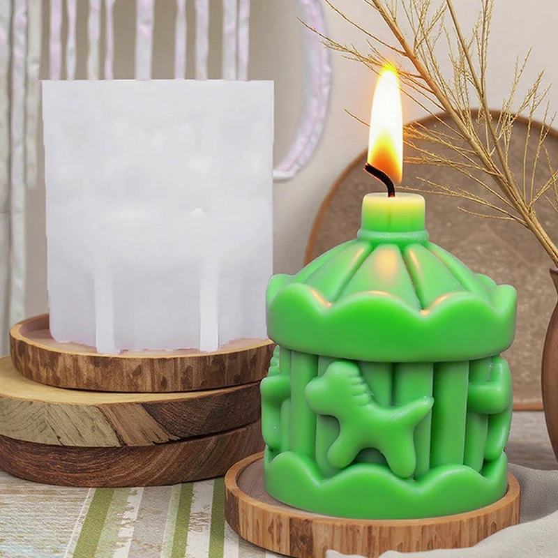 1 Stück, Karussell Pferd Silikonform Gips Home Decor Duft Kerze Form DIY handgemachte Seife Dekoration Harzform Image