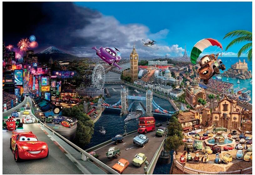 Fototapete KOMAR "Cars World - Größe 368 x 254 cm", bunt, B:368m L:254m, Papier, Tapeten, Kinderzimmer