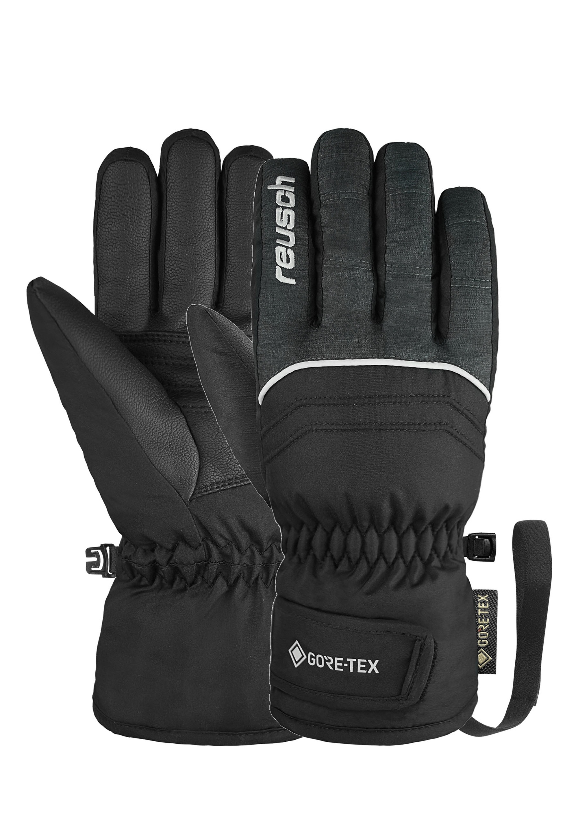 Skihandschuhe REUSCH "Teddy GORE-TEX", Mädchen, Gr. 3,5, schwarz (schwarz, grau), 95% Polyester, 5% Polyurethan, mehrfarbig, Handschuhe, mit wasserdichter Funktionsmembran Image