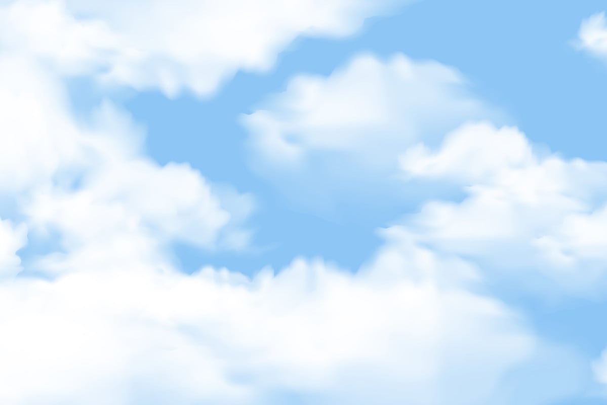 Vliestapete A.S. CRÉATION "Wolken-Tapete Blau Weiß Fototapete Kinderzimmer", blau, B:2,5m H:0,02m L:3,75m, Vlies, Tapeten