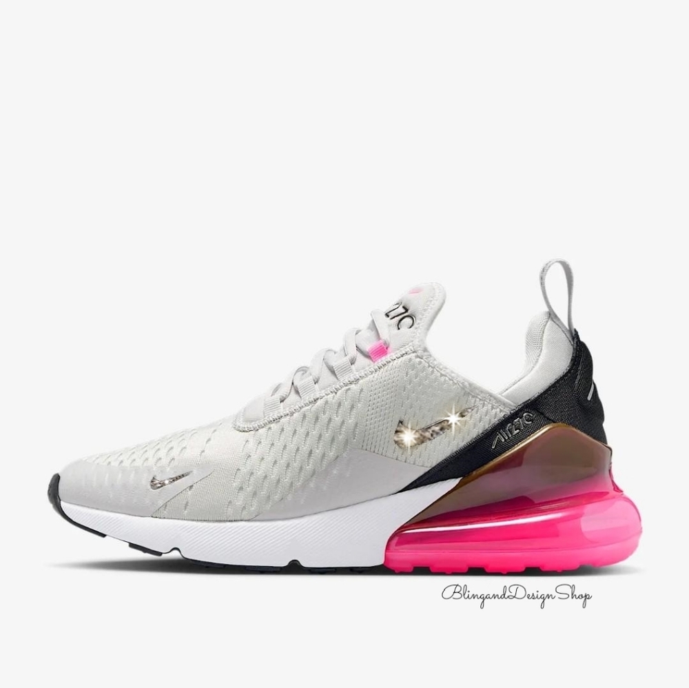 Nike Shoes | Women's Nike Air Max 270 Pink White Sneakers Made With Swarovski Crystals | Color: Pink/White | Size: Various
