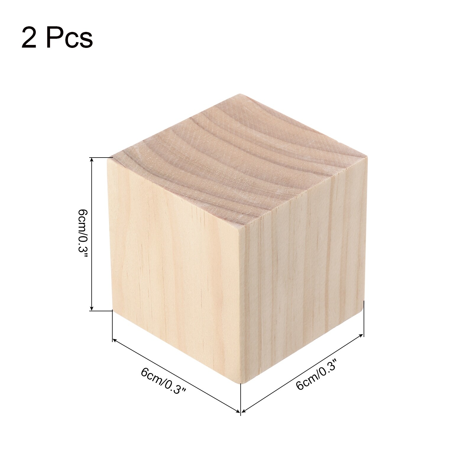 Wood Blocks, Unfinished Wood Cube for DIY, Arts Decoration, Crafts Whittling Hand Carved - Brown