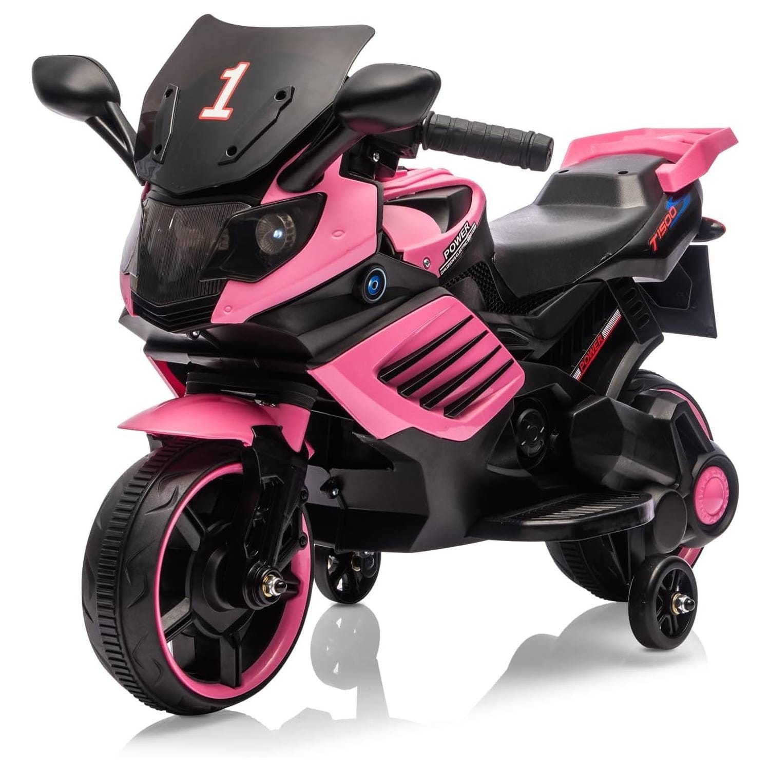 6V Electric Ride-On Motorcycle for Kids, Toy Bike w/ Training Wheels, Lights, Music & Horn, Ages 3-6