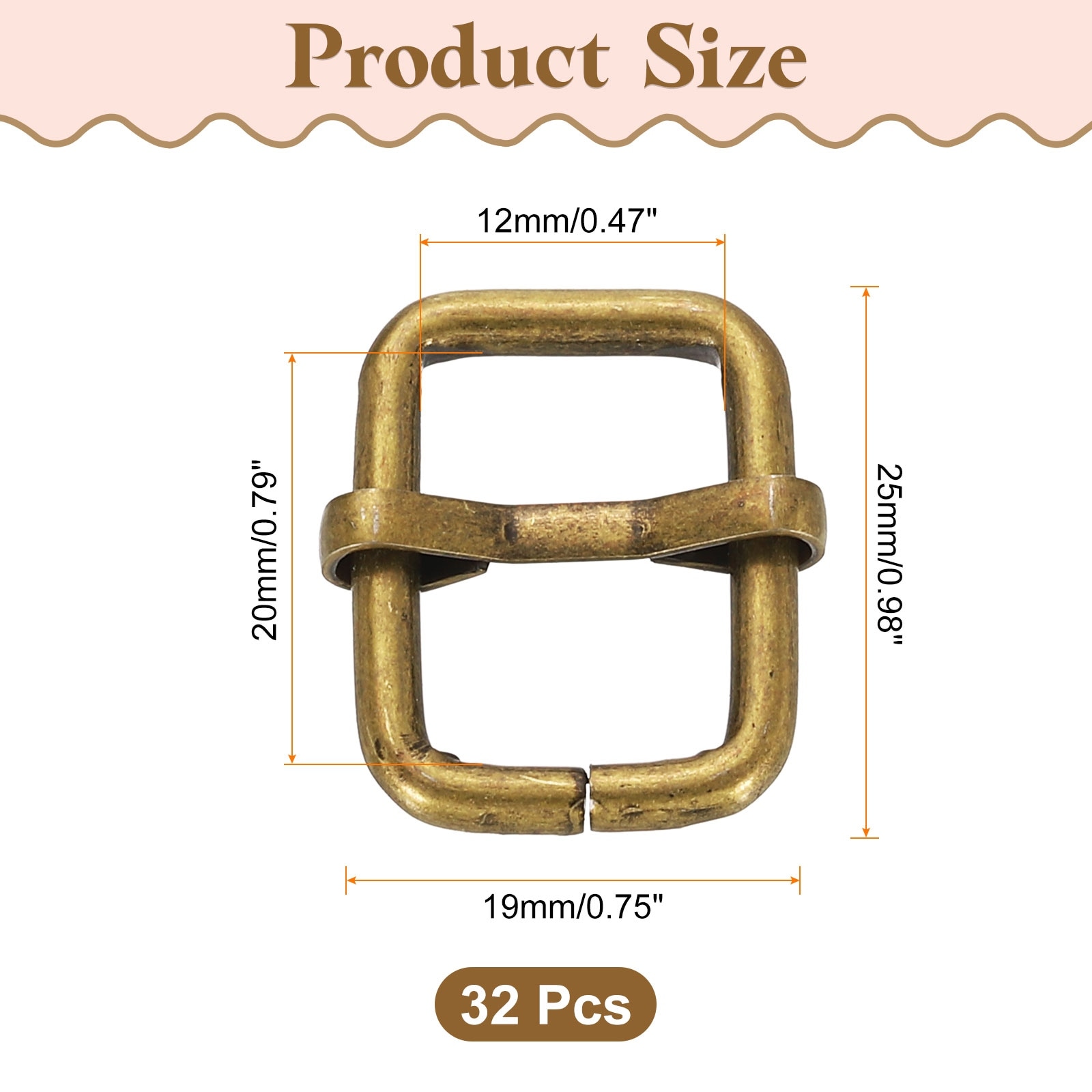 Metal Roller Buckle, Adjustable Tri-Glides Slide Buckles Strap Belt Keeper with Movable Bar for Bag Purse Making