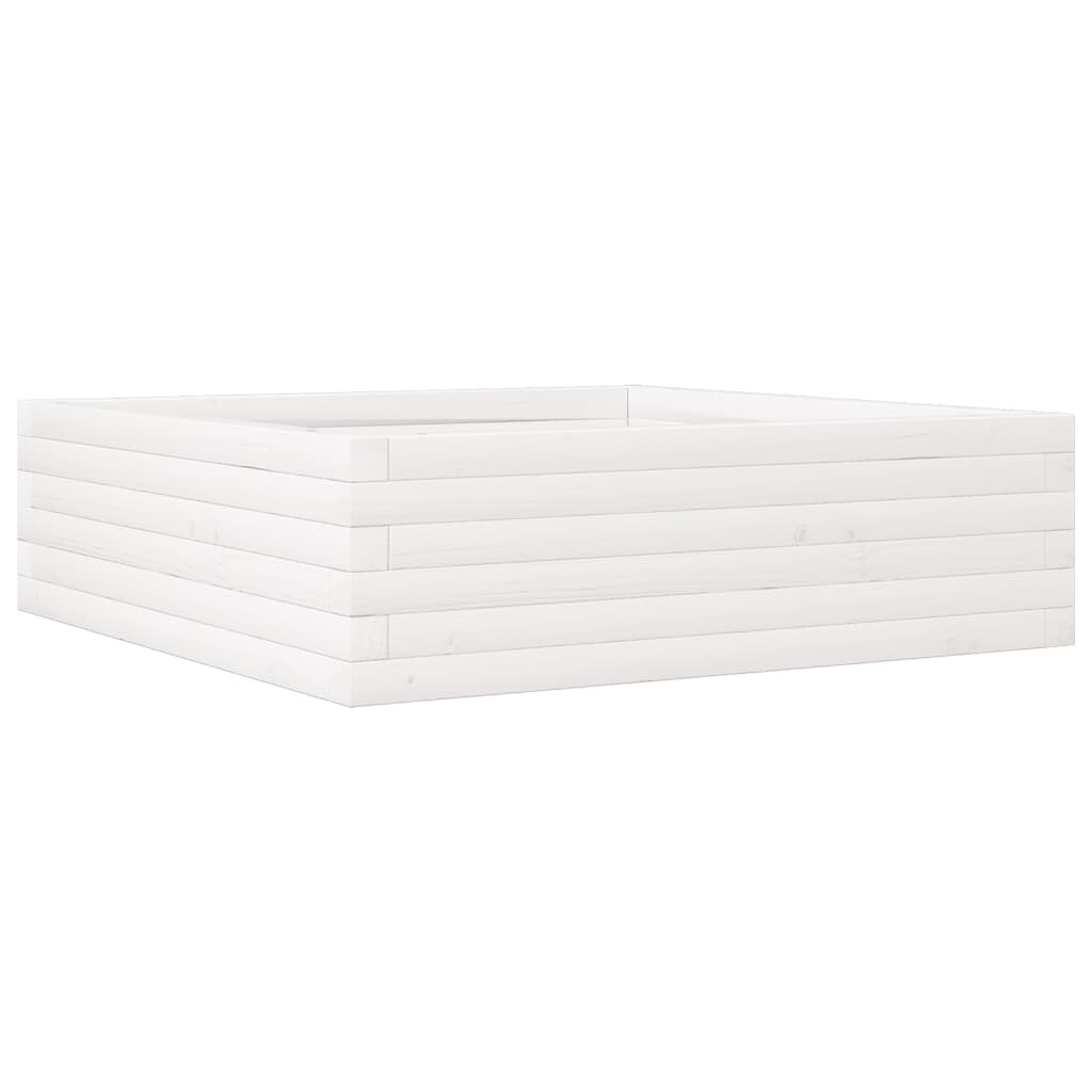 vidaXL Pflanzkübel Weiß 80x80x23 cm Massivholz Kiefer Image