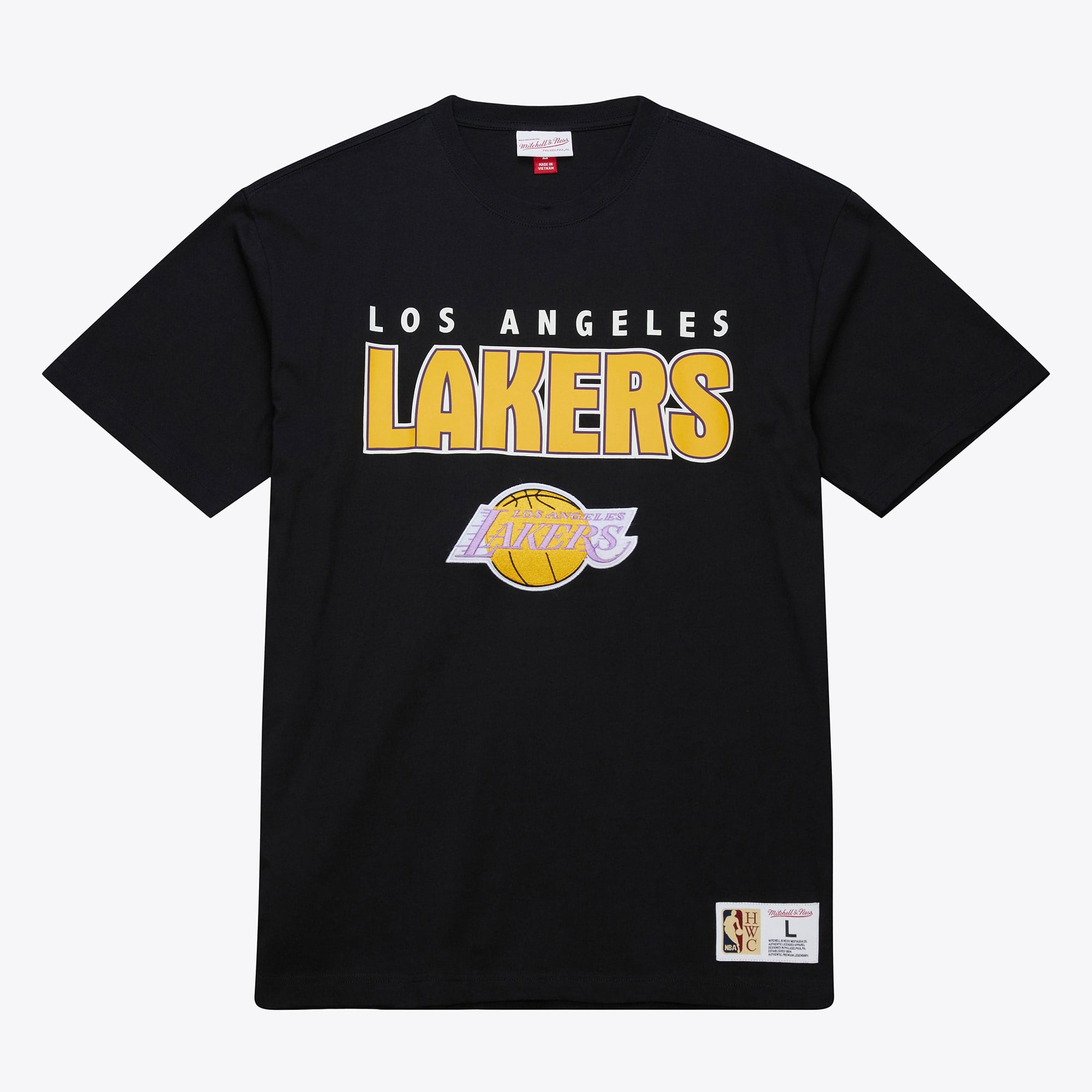 Los Angeles Lakers Mitchell & Ness Vintage Logo Throw It Back Premium T-Shirt – Herren