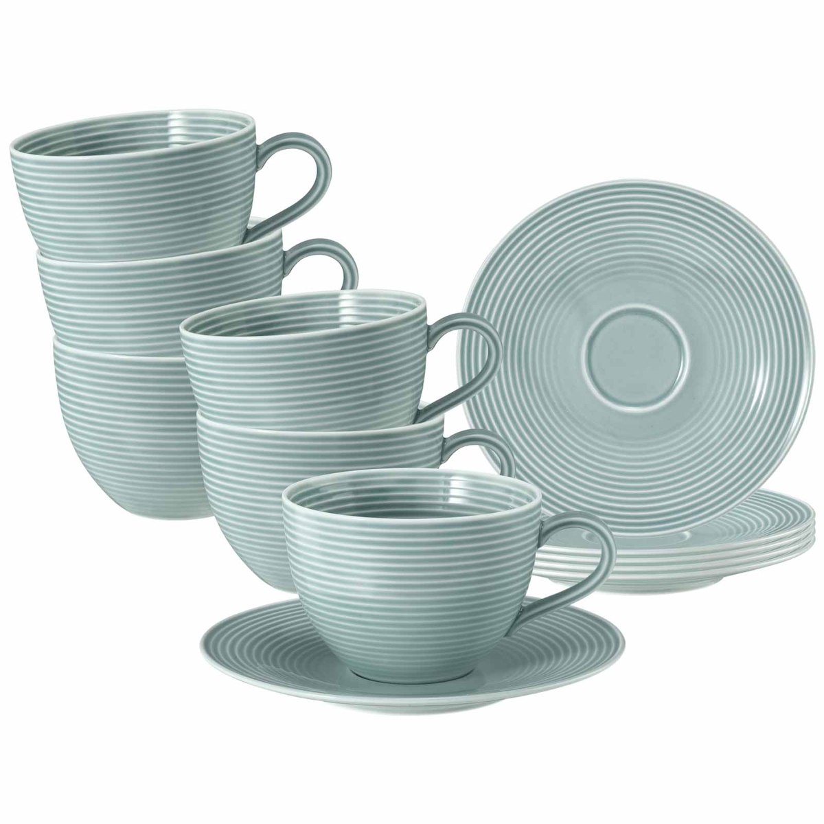 Seltmann Weiden Beat Color Glaze Milchkaffeetassen mit Untertassen 6er Set Arktisblau Image