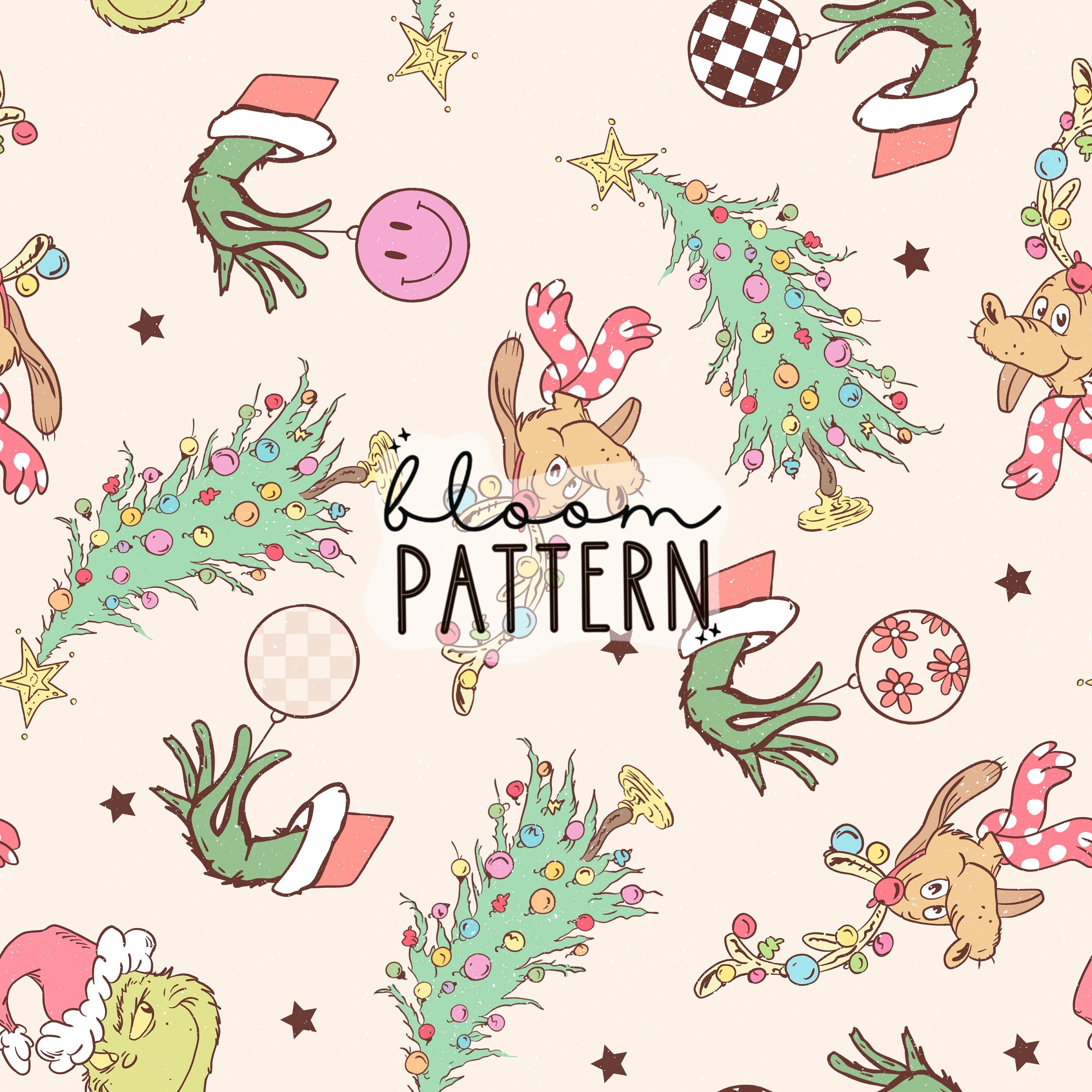 Christmas Magical Seamless Pattern, Hate Christmas Seamless Pattern Design, You're a Mean One Seamless Pattern, Fabric Design Sublimation
