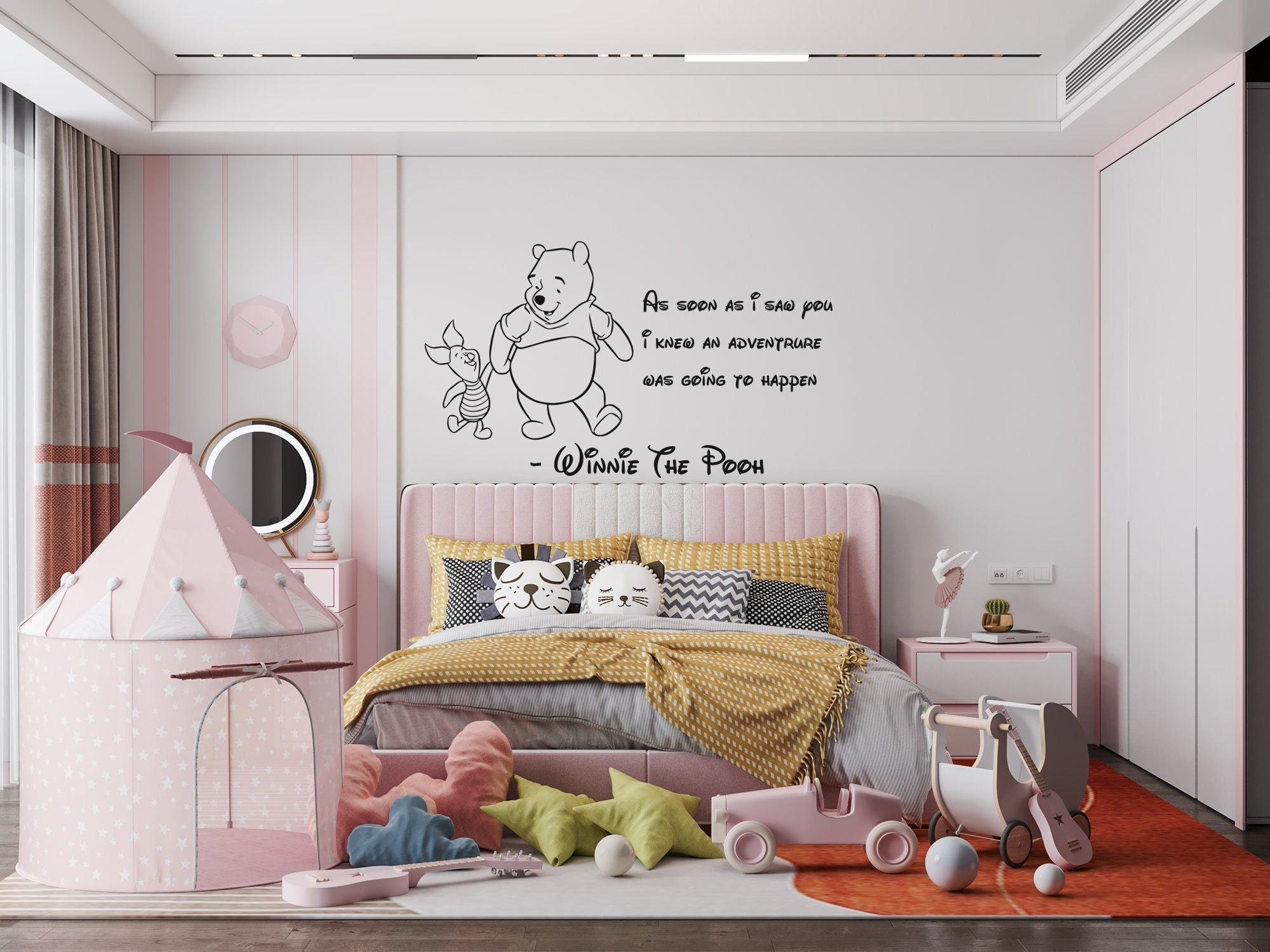 Winnie The Pooh Classic Wall Decal, Disney Wall Decal, Classic Pooh citazione Non appena ti ho visto citare l'adesivo