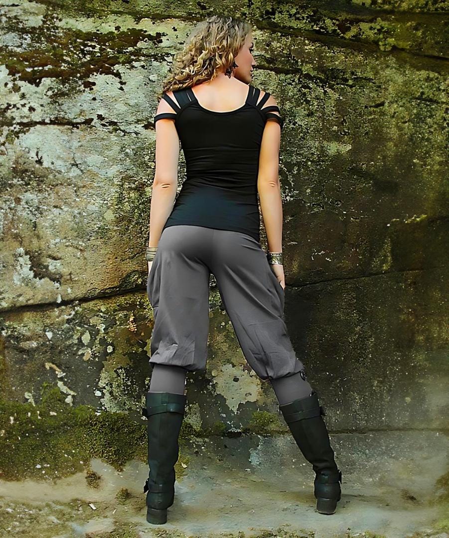 Pantaloni Pedal Pusher - pantaloni capri neri da donna - pantaloni da jogging da donna - pantaloni a 3/4 - pantaloni boho da donna - pantaloni capri s