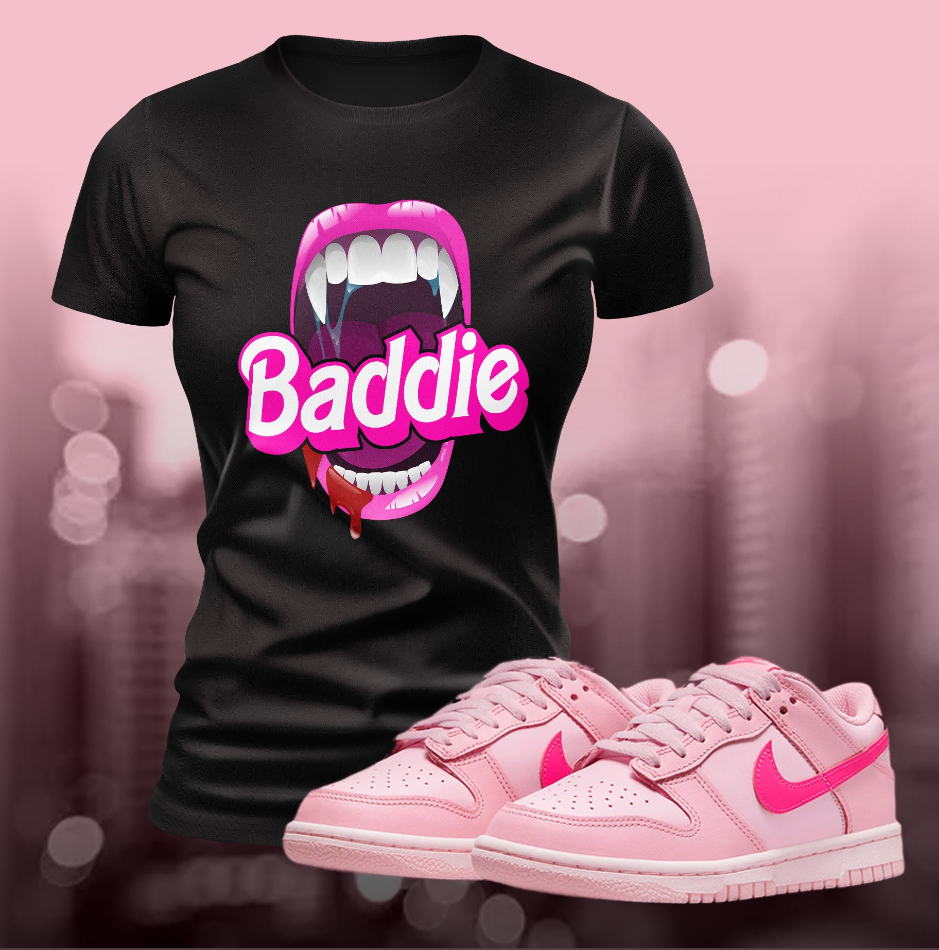 Dunk Low Triple rosa Sneaker Shoe Match Baddie T-shirt Shirt Summer Streetwear Unisex Jersey T-shirt a maniche corte